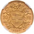 Switzerland. 20 Francs, 1930-B NGC MS65 - 2