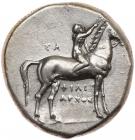 Calabria, Taras. Silver Nomos (7.81 g), ca. 302-290 BC EF