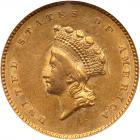 1855 $1 Gold Indian NGC AU58