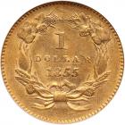 1855 $1 Gold Indian NGC AU58 - 2