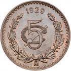 Mexico. 5 Centavos, 1929-Mo NGC MS64 BR