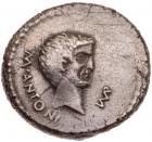 Mark Antony. Silver Denarius (3.77 g), 42 BC About VF