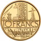 France. Republic Gold Piefort 10 Francs, 1974 NGC PF68 UC - 2