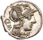 M. Aburius M.f. Geminus. Silver Denarius (3.86 g), 132 BC Superb Mint State