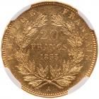 France. 20 Francs, 1855-A NGC AU58 - 2