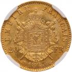 France. 20 Francs, 1863-BB NGC MS62 - 2