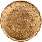 France. 10 Francs, 1865-A NGC MS62 - 2