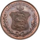 Guernsey. 8 Doubles, 1834 NGC MS64 BR