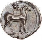 Bruttium, Carthaginian occupation. Silver 1/2 Shekel (3.75 g), ca. 215-205 BC EF - 2