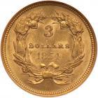 1854 $3 Gold NGC MS62 - 2