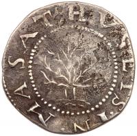 1652 Massachusetts Oak Tree Shilling IN at Bottom Noe-8 Rarity-6+. (66.6 grs)