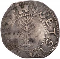 1652 Massachusetts Pine Tree Shilling Noe-9 Rarity-6 Large Planchet. (58.1 grs)