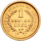 1851 $1 Gold Liberty Choice VF - 2