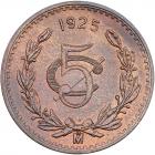 Mexico. 5 Centavos, 1925-Mo NGC MS62 BR