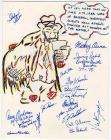 Brooklyn Dodgers Greats, Signatures on Art Board of Illustrated "Bum"