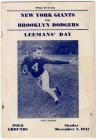 Brooklyn Dodgers Vs. New York Giants Football Program - Dec. 7, 1941