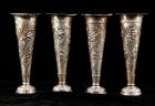 Four Small Matching Sterling Silver Vases