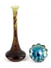 Galle Cameo Art Glass Vase ca. 1910s + Tiffany Favrile Salt Dip