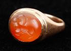 14 Karat Yellow Gold Sasanian Carnelian Intaglio Ring, 6th-8th century A.D.