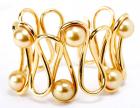 Golden South Sea Cultured Pearl, 18K Yellow Gold Cuff Style Bracelet