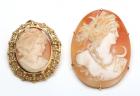 Collection of Vintage Cameo, Yellow Gold Brooch/Pendants