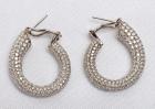 Pave diamond, 18K White Gold Graduated Oval Hoop Earrings