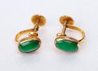 Jadeite, 14K Yellow Gold Earrings