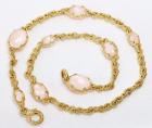 Judith Ripka Rose Quartz, 18K Yellow Gold Link Necklace