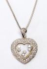 18K White Gold and Diamond Heart-Shaped Pendant & Chain