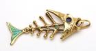 18K and Enamel Skeleton Fish Pendant