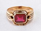 Antique Gent's Red Stone, 14K Yellow Gold Ring