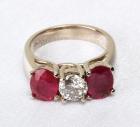 Lady's Diamond, Ruby, 14K White Gold Ring