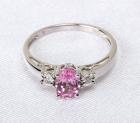 Lady's Pink Sapphire, Diamond, 14K White Gold Ring