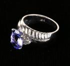 Lady's Tanzanite, Diamond, 18K White Gold Ring - 2