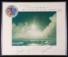 1972 Apollo 17 crew signed lift-off photo display