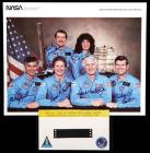 1984 STS-41D FLOWN film & crew signed NASA litho