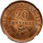 Haiti. Pattern Essai 20 Centimes, 1877-IB CT NGC PF64 RB - 2