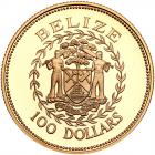 Belize. 100 Dollars, 1991 Choice Brilliant Proof