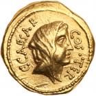 Julius Caesar. Gold Aureus (7.90 g), 46 BC Nearly EF