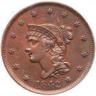 1842 N-4 R2 Large Date PCGS graded MS63 Brown, CAC Approved