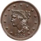 1843 N-4 R1 Obverse of 1842, Reverse of 1844 PCGS graded MS63 Brown, CAC Approve