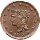 1843 N-8 R3 Petite Head, Small Letters, Repunched Date PCGS graded MS65 Brown, C