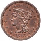 1843 N-17 R5 Mature Head, Large Letters PCGS graded MS64 Red & Brown, CAC Approv