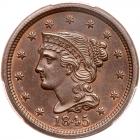 1845 N-11 R3 PCGS graded MS63 Brown, CAC Approved