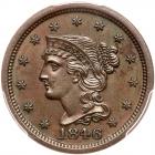 1846 N-1 R1 Small Date, Repunched 18 PCGS graded MS62 Brown