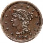 1846 N-4 R1 Small Date, Boldly Repunched PCGS graded AU55, CAC Approved