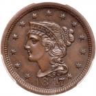 1847/47 N-2 R3 Large 7 over Small 7 PCGS graded MS62 Brown, CAC Approved