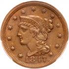 1847 N-37 R2 PCGS graded MS62 Brown