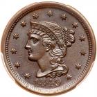 1849 N-11 R1 Repunched 1 PCGS graded MS63 Brown