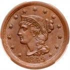 1849 N-22 R1 PCGS graded MS63 Brown, CAC Approved